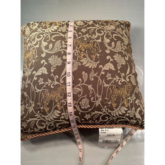Dakota Bay Bengal Tiger Brocade Decorative Pillow Motif Rope Cushion Home - Picture 14 of 16